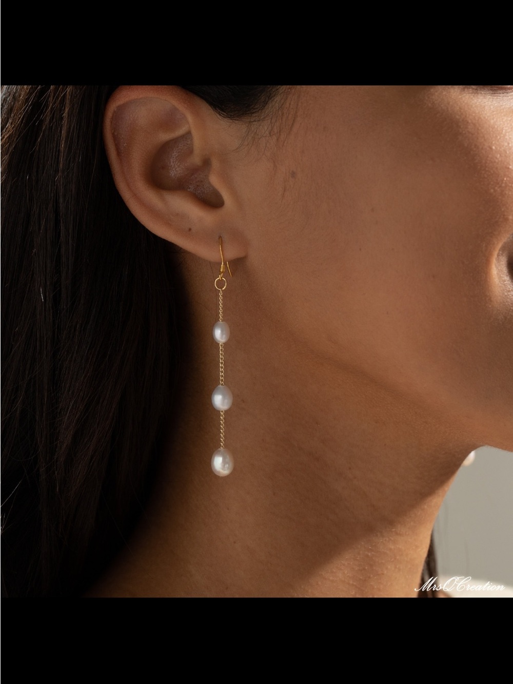 Freshwater Pearl Drop 18K Gold Dangle Earrings